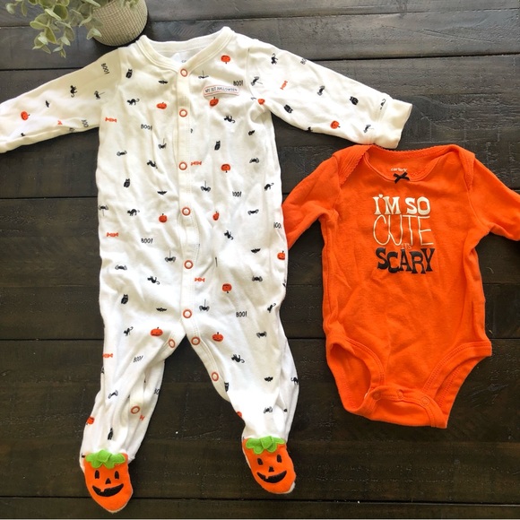 Carters Halloween PJ’s (6 month) & Halloween onesie (3month) - Picture 1 of 4